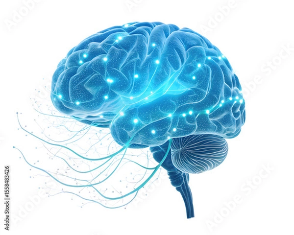 Fototapeta Luminous Neural Network Brain Glowing Blue connections
