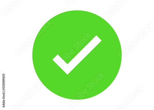 Obraz white tick on green round circle transparent background png file type photo