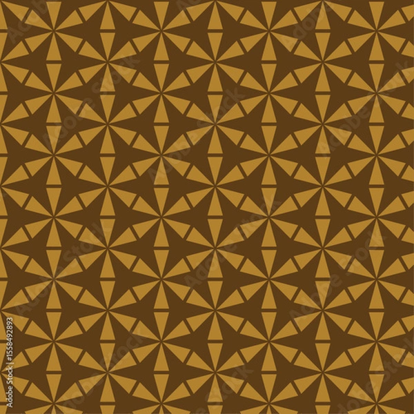 Fototapeta Luxurious Gold and Brown Geometric Seamless Pattern with Radial Star Motifs