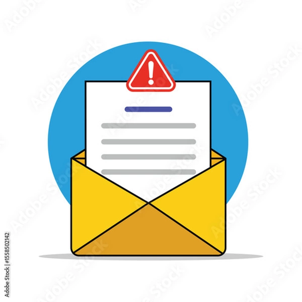 Obraz Spam message mail Envelope with Paper Sign Vector Illustration. Newsletter Concept Design