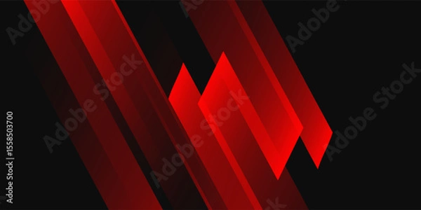 Fototapeta Black red sport background with diagonal speed line and shape.