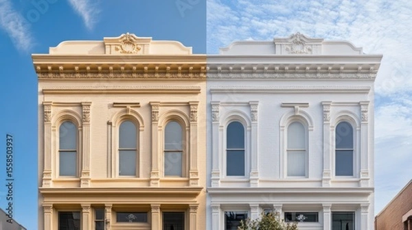 Obraz Facade restoration, before and after