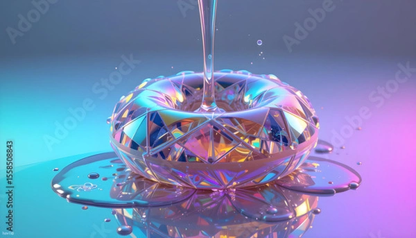 Fototapeta Vibrant Liquid Orb with Colorful Reflections on Smooth Surface