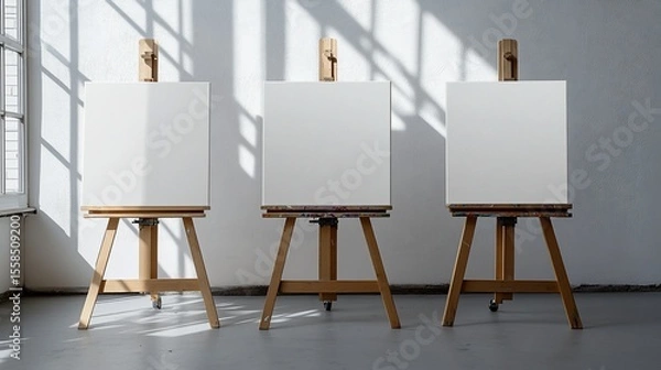 Fototapeta art easel with blank canvas