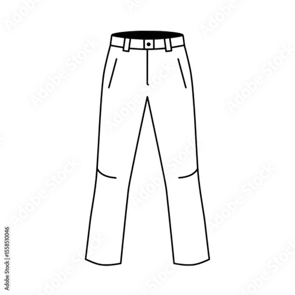 Fototapeta Trousers Outline: Clean and crisp outline illustration of a classic pair of trousers, perfect for fashion design, pattern making, or style guides.