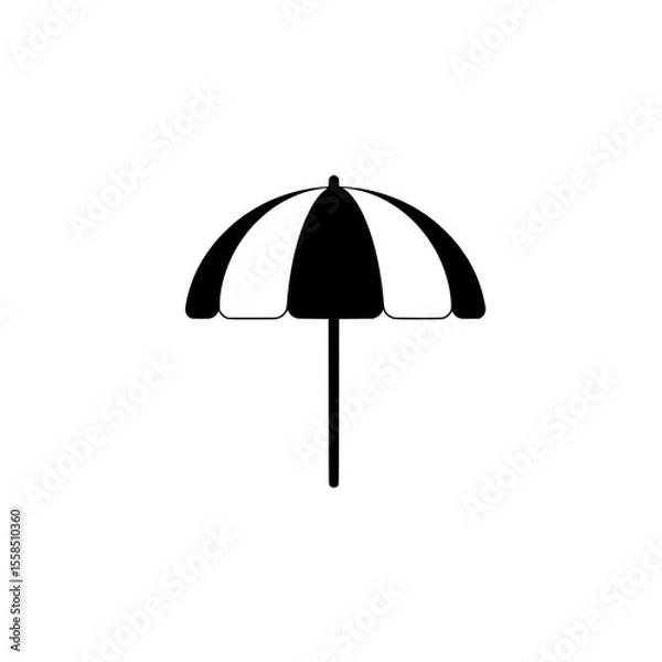 Fototapeta Simple Umbrella Icon: A minimalist silhouette of an open umbrella, perfect for representing protection, shade, and summer activities.