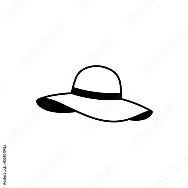 Fototapeta Summer Hat Silhouette: A simple, elegant silhouette of a wide-brimmed sun hat, perfect for a day at the beach, offering a stylish look and protection from the sun.