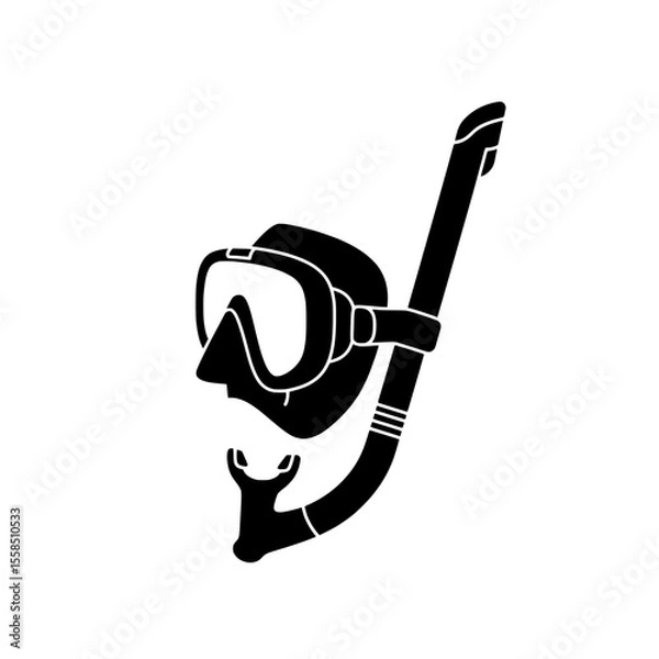 Fototapeta Dive Mask Silhouette: The iconic silhouette of a dive mask and snorkel, evoking adventure and underwater exploration, is a simple yet striking visual.