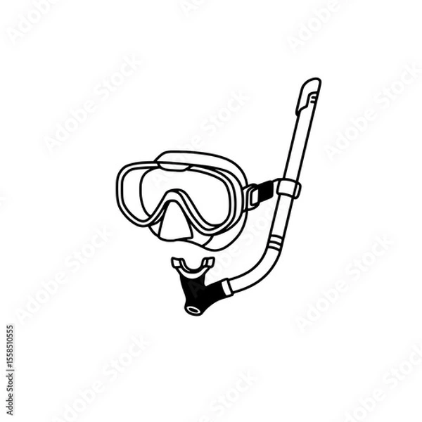 Fototapeta Snorkel Gear: A simple outline of snorkel gear, a must-have for any underwater adventure.