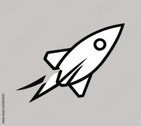 Fototapeta Simple Vector Illustration of a Rocket Taking Off