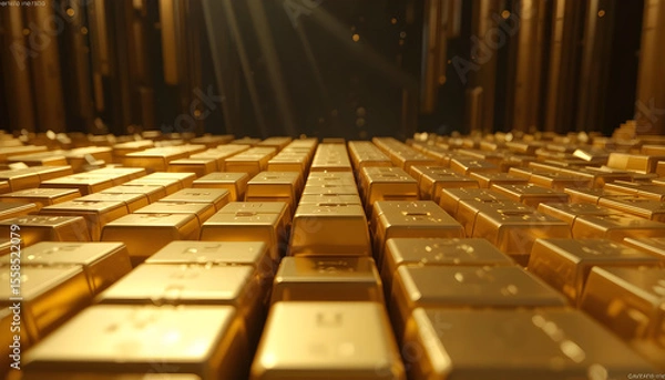 Fototapeta Stunning Close-up of Gold Bars in a Luxurious Setting