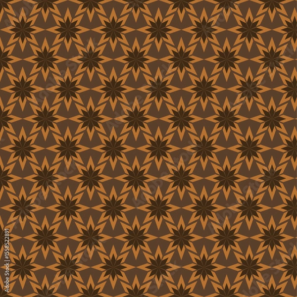 Fototapeta Seamless Geometric Star Pattern in Warm Brown and Orange Tones