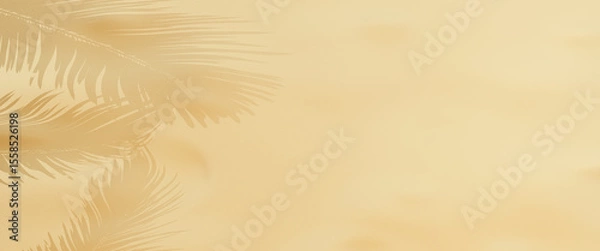 Fototapeta Palm leaf shadows on and cream pastel floor for creative summer mock-up, copy space of summer vacation and business travel concept. Minimal abstract background for product presentation. 3d rendering