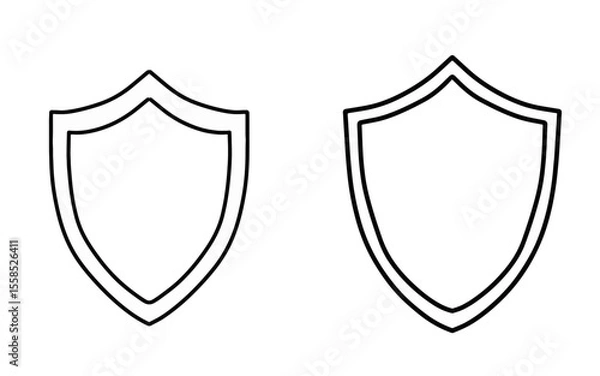 Fototapeta Hand drawn empty shield outline vector set