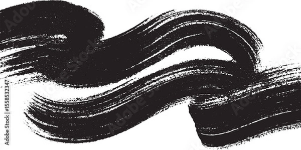 Fototapeta Abstract Black Ink Brush Strokes Dynamic Swirling Wave Pattern Texture Background Design Element Graphic