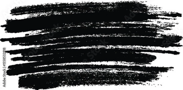 Fototapeta Abstract Black Ink Brush Strokes Texture Background Grunge Monochrome Design Element Overlay Graphic Art Paint White Space