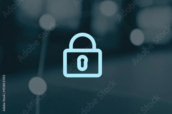 Fototapeta Simple lock icon on a dark, blurred background