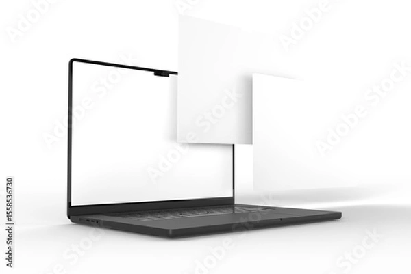 Obraz Modern Laptop Screen Website Mockup. Showcase websites, apps, or browser interfaces. Blank frame, isolated on white. Perfect for homepage, presentation, business layout for responsive design preview