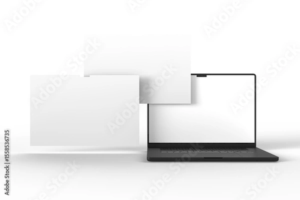 Obraz Modern Laptop Screen Website Mockup. Showcase websites, apps, or browser interfaces. Blank frame, isolated on white. Perfect for homepage, presentation, business layout for responsive design preview