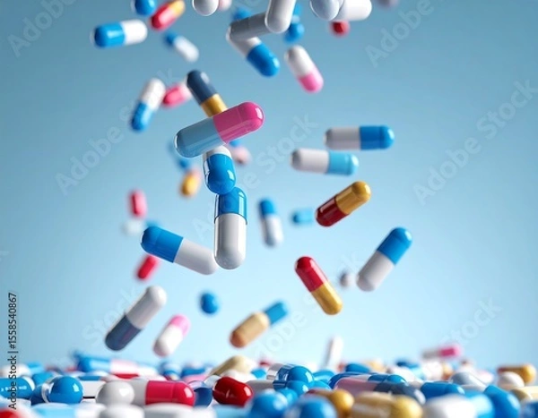 Obraz Colorful pills falling