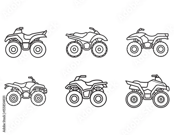 Fototapeta quad bike icon line art vector illustration, set of motorcycle