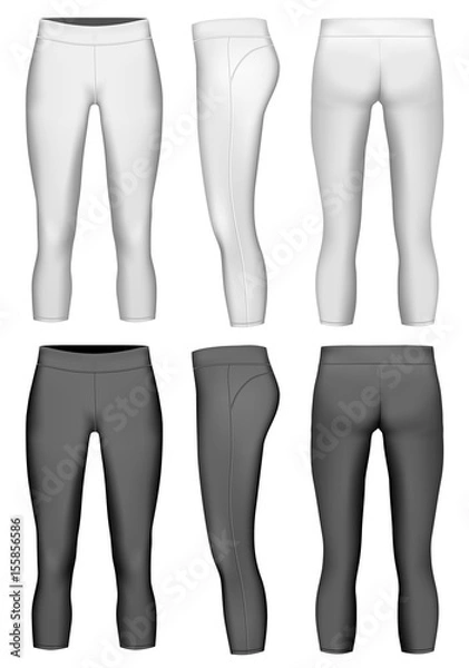 Fototapeta Women's compression leggings black and white variants. Vector
