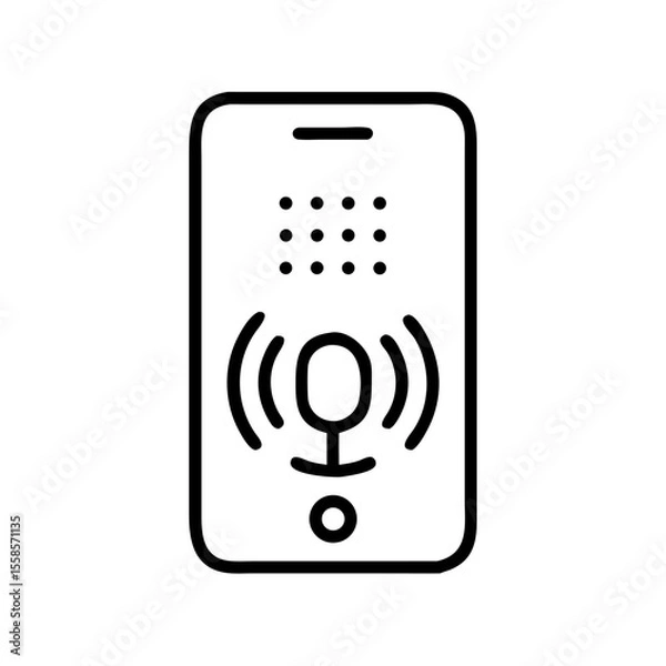 Obraz Minimal Line Art Voice Control Icon – Smart Interface Vector on White Background
