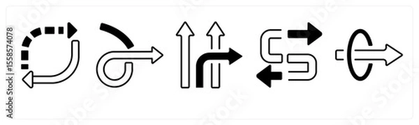 Obraz A set of 5 mix icons as arrow, map, navigation