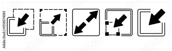 Obraz A set of 5 mix icons as arrow, map, navigation