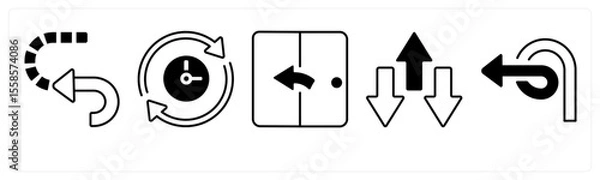 Obraz A set of 5 mix icons as arrow, map, navigation