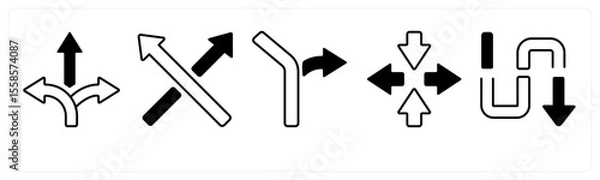 Obraz A set of 5 mix icons as arrow, map, navigation