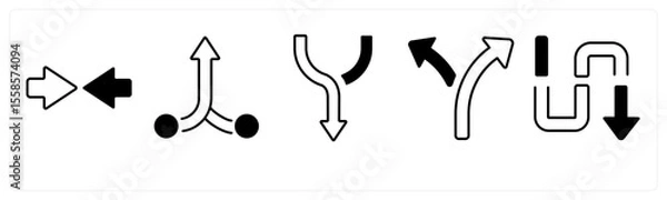 Obraz A set of 5 mix icons as arrow, map, navigation