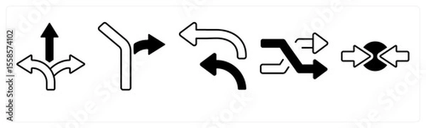 Obraz A set of 5 mix icons as arrow, map, navigation
