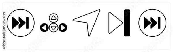 Obraz A set of 5 mix icons as arrow, map, navigation