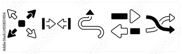 Obraz A set of 5 mix icons as arrow, map, navigation
