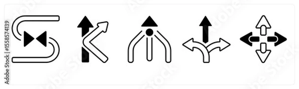 Obraz A set of 5 mix icons as arrow, map, navigation