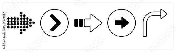 Obraz A set of 5 mix icons as arrow, map, navigation