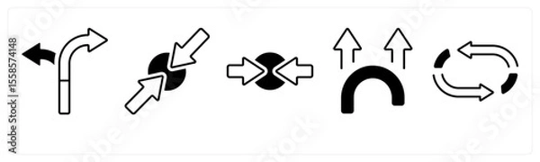 Obraz A set of 5 mix icons as arrow, map, navigation