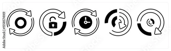 Obraz A set of 5 mix icons as arrow, map, navigation