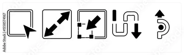 Obraz A set of 5 mix icons as arrow, map, navigation