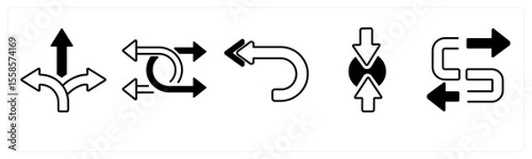 Obraz A set of 5 mix icons as arrow, map, navigation