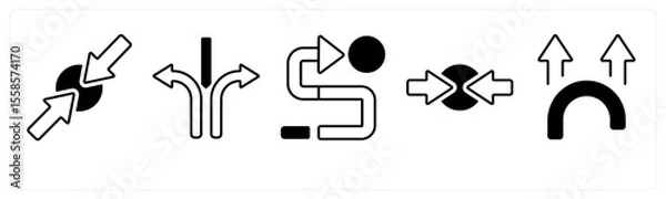 Obraz A set of 5 mix icons as arrow, map, navigation