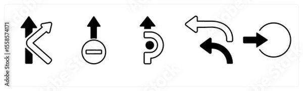 Obraz A set of 5 mix icons as arrow, map, navigation