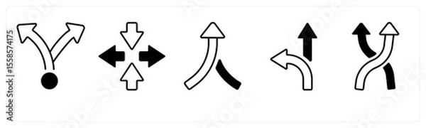 Obraz A set of 5 mix icons as arrow, map, navigation