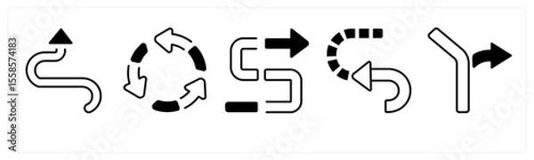 Fototapeta A set of 5 mix icons as arrow, map, navigation