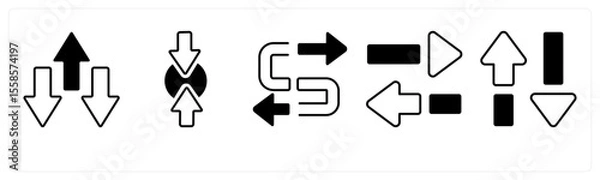 Obraz A set of 5 mix icons as arrow, map, navigation