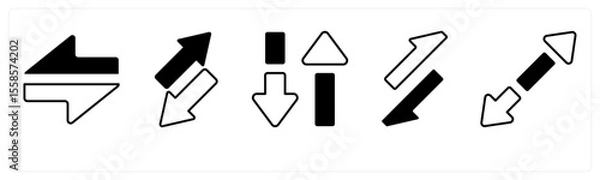 Obraz A set of 5 mix icons as arrow, map, navigation
