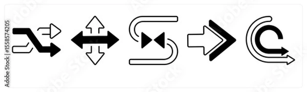 Obraz A set of 5 mix icons as arrow, map, navigation