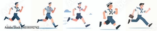 Fototapeta vector set of sailors running