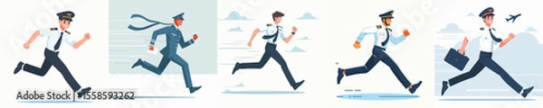 Fototapeta vector set of pilots running